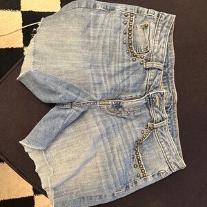 Light Blue Denim Studded Women's Shorts
